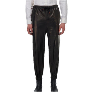 New $4700 Gucci Men Leather Jogging Pants Black Size 50 Eu/34 US 738235