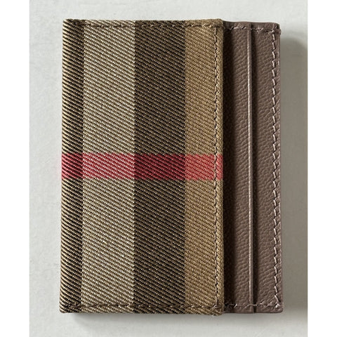 Burberry Sandon Vintage Check Grey Mink Leather Card Case 80845421 NWT $260