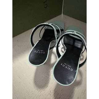 Gucci Women Leather Sandal Shoes Pasific Green 9.5 US/39.5 Eu New 776643