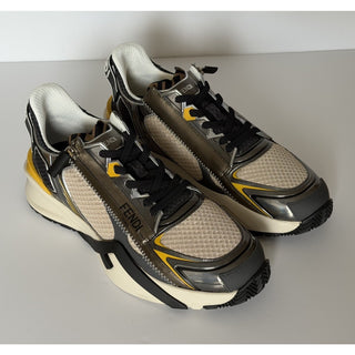 Fendi Flow Sneakers Gray/Yellow/White 11 US (10 Fendi) 7E1689 Italy NIB $1190