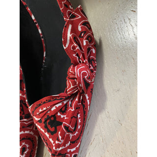 NIB $895 Saint Laurent Women Bandana Dress Shoes Red 7 US ( 37 Eu )