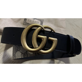 Gucci Women Leather GG Belt Black/Beige Size 80/32 NWT 400593