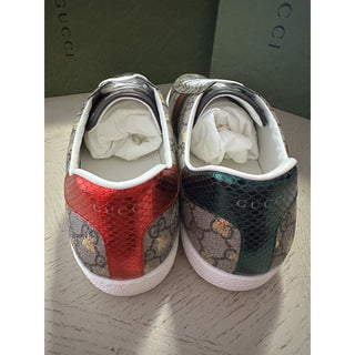 New Gucci Men GG Logo Bee Logo Canvas Leather Sneakers Beige 14.5 US/14 UK
