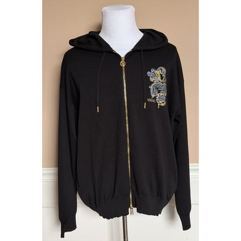 Versace Embroidered Wool/Silk Black Jacket with Hoodie 46 US (56) 1014506 NWT