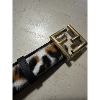 New $750 Fendi Womens FF Logo Leather Belt Black/Brown/White 34/85
