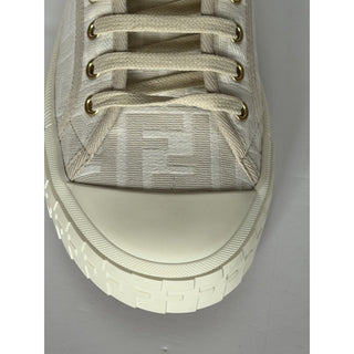 Fendi Domino FF Jacquard Sneakers Ivory Taupe 8 US (7 Fendi) IT 7E1553 NIB $770
