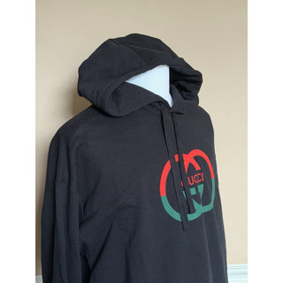 Gucci Interlocking G Logo Hoodie Black Cotton Sweatshirt Men’s Large 721427 NWT
