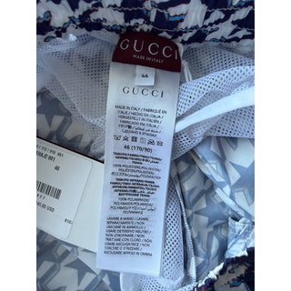 Gucci Geometric Star Print Swim Shorts Blue/White Men 30 US (46 Euro) 790916 NWT