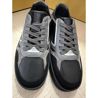 NIB $830 Fendi Men Mixed-Media Low-Top Sneakers Black/Gray 8 US/7 Fendi Italy