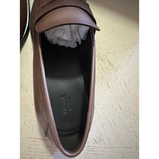 ZEGNA Leather Loafers Shoes Brown 10 US/43 Eu New $950