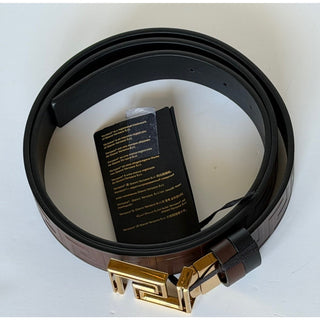 Versace Greca Calf Leather Reversible Brown/Black Belt 115 (46) 1021757 IT NWT