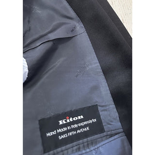 New $10995 Kiton Cashmere & Linen Diner Jacket Blazer Navy/Black 40R US/50R Eu