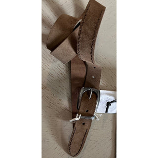 New Brunello Cucinelli Men Suede Buckle Silver Belt Brown 100/40 Italy