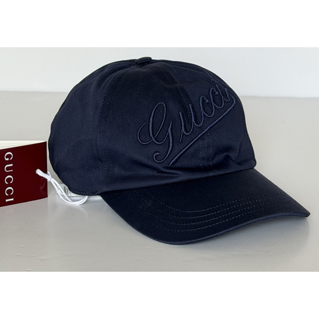 Gucci Emroidered Baseball Cap Hat Cotton Blue M (58 cm) Italy 792782 IT NWT