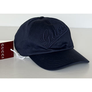 Gucci Emroidered Baseball Cap Hat Cotton Blue M (58 cm) Italy 792782 IT NWT