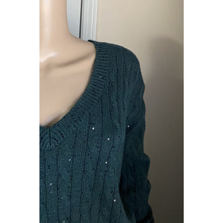 New $3795 Brunello Cucinelli Women Embellished Cashmere-Blend Sweater Green M