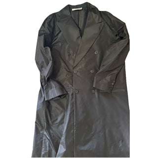 New $4900 Saint Laurent Men long coat in silk taffeta Trench Coat Black 50 Eu/40