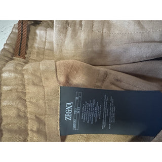 NWT $950 ZEGNA Drawstring Linen Short Pants LT Brown Size 38 US/54 Eu