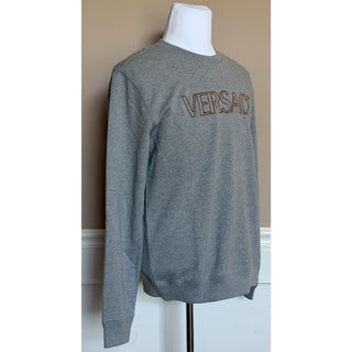 Versace Embroidered Non-brushed Sweater Gray 2XL 1011852 NWT $1000
