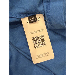 Versace Greek Key Print Cotton Jersey T-Shirt Blue/White 6XL 1014427 NWT