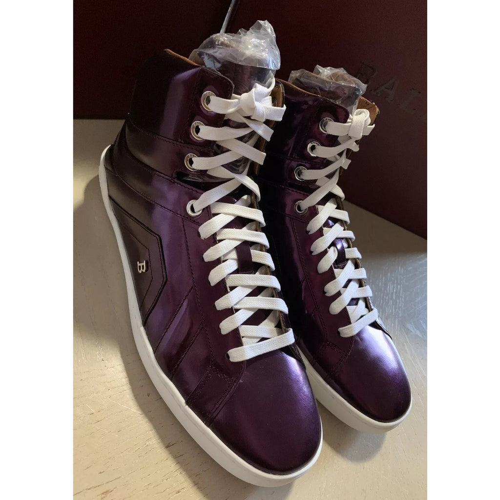 New $700 Bally Men Eticon Leather High-Top Sneakers Merlot 7 US Switzerland