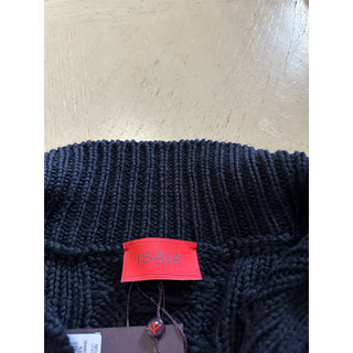 $1795 Isaia Men Silk & Cotton-Blend Cable-Knit Polo Sweater Navy XXL