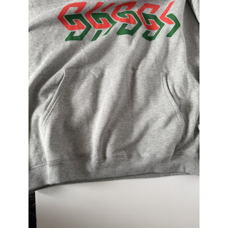 Gucci Chain Print Logo Hooded Sweatshirt Gray Hoodie Men’s Large 715911 NWT