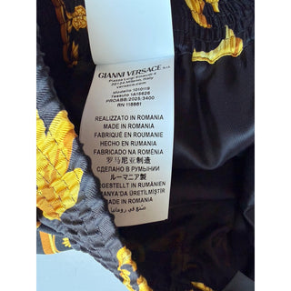 Versace Leaf Print Men's Black&Gold Silk Shorts 52 Euro (32”) 1010119 NWT $1200