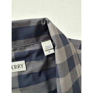 Burberry Elio Check Short Sleeve Shirt Navy/Grey IP Check Men M 8121727 NWT $640