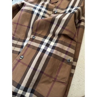 New $3550 Burberry Men Reversible Plaid Cotton Trench Coat DARK BIRCH 40 US/50 E