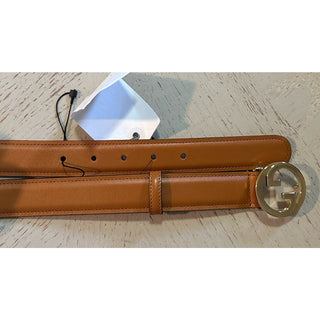 Gucci Women Leather GG Belt Brown Size 120/48 NWT 690557