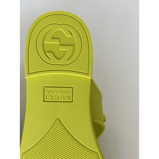 Gucci Horsebit Rubber Thong Green Sandals 7 US (37 Euro) 780306 NIB