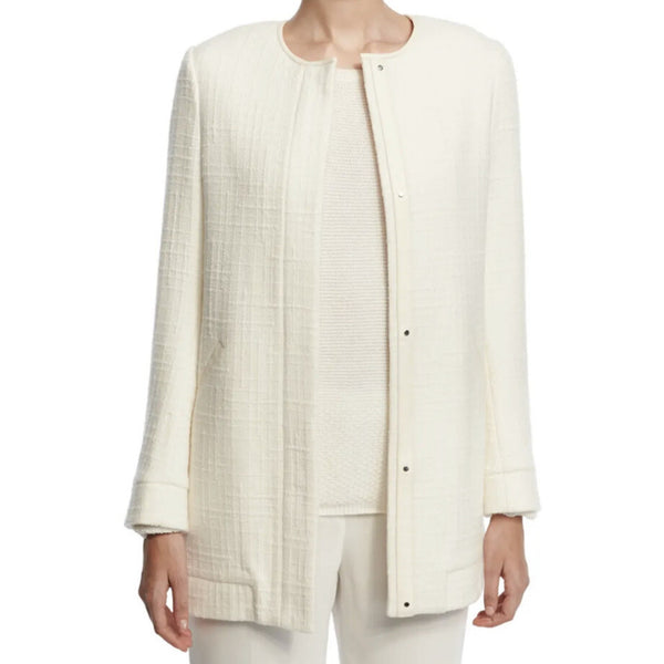 New $5395 Loro Piana Women Cashmere/Leather Long Jacket Coat White 44/10 Italy