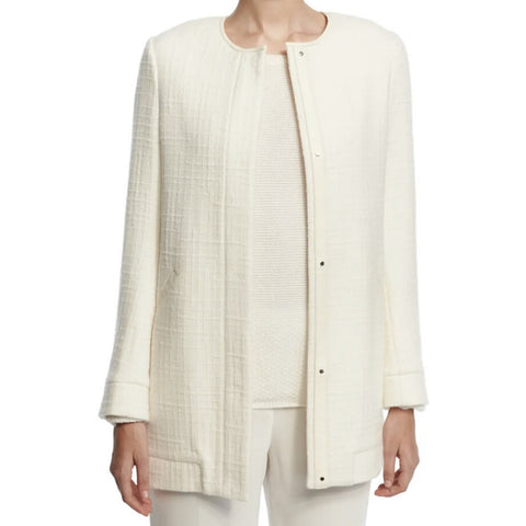 New $5395 Loro Piana Women Cashmere/Leather Long Jacket Coat White 44/10 Italy