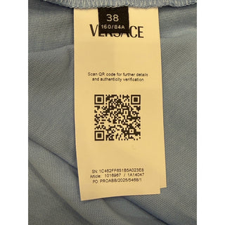 Versace Women's Silver Medusa Light Blue Jersey T-Shirt 4 (38 Euro) 1016967 NWT