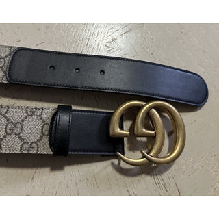Gucci Women Leather GG Belt Black/Beige Size 80/32 NWT 400593