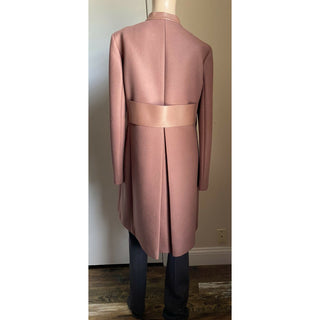 $5850 Gucci Women Wool/Leather Overcoat Coat Pink Size 12 US/46 It Italy