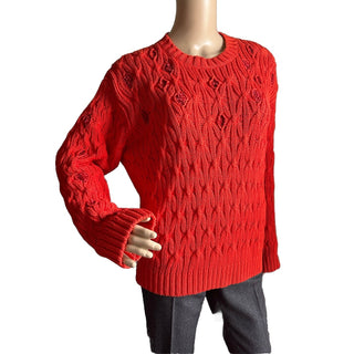 Loro Piana Women Valencia Cabled Cotton Sweater Orange Size XS Italy New $3350
