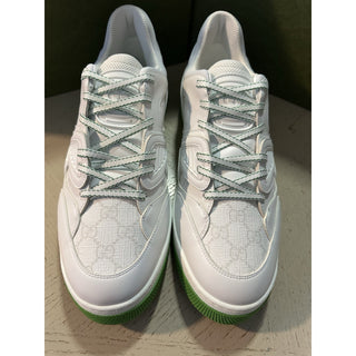 New Gucci Men GG Logo Demetra Basket Sneakers Green/White 13.5 US/13 UK 698785
