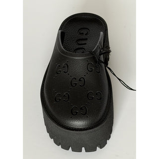Gucci GG Monogram Rubber Platform Mule Slides Black 8 US (38 Euro) 663577 NWT