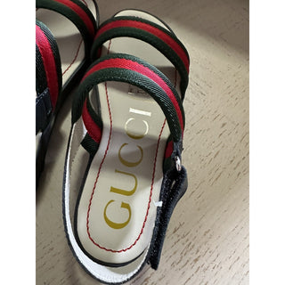 Gucci Kids Sandal Shoes Green/Red Size 32 Gucci 501060 New