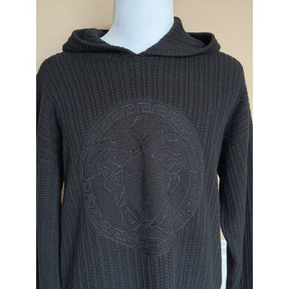 Versace Medusa Embroidered Sweater with Hoodie Black 52 US 1018713 IT NWT $1890
