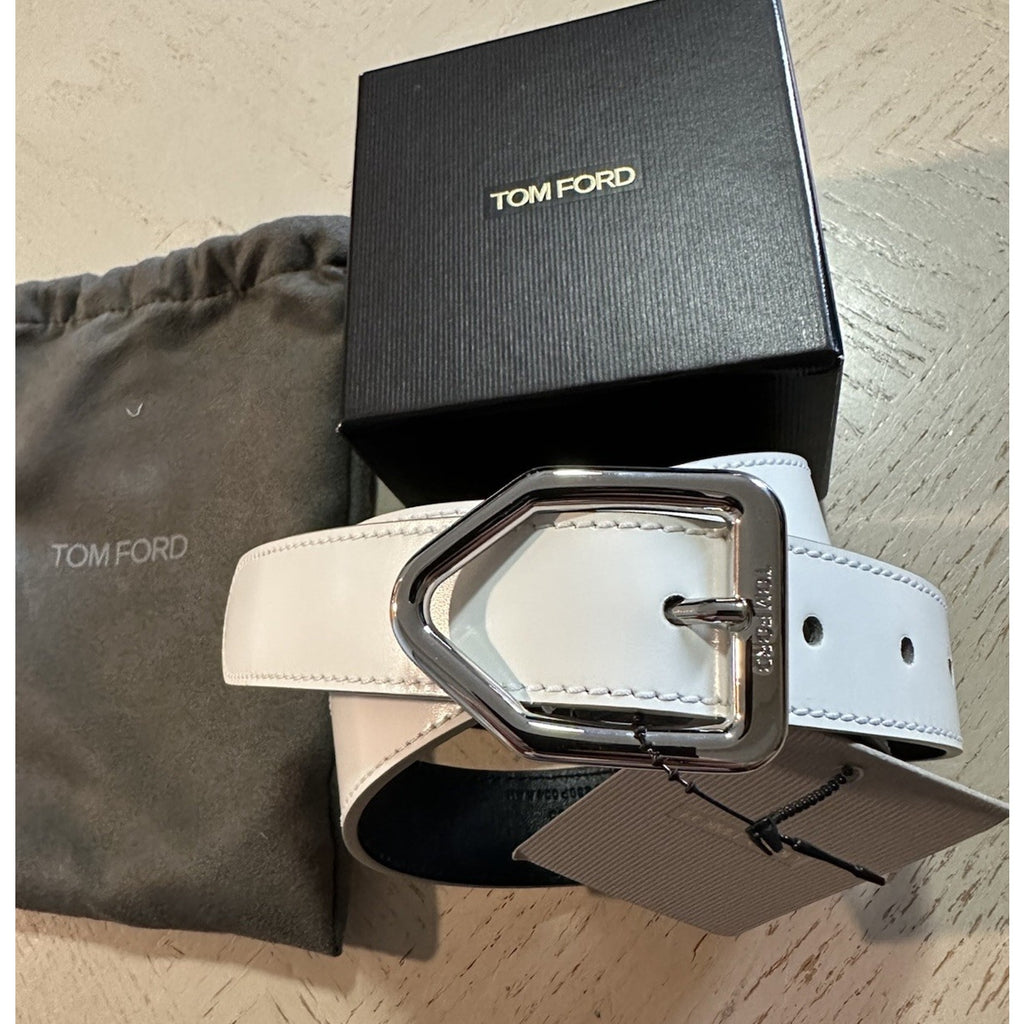 New $790 TOM FORD Mens Leather Belt White 110/44 Italy