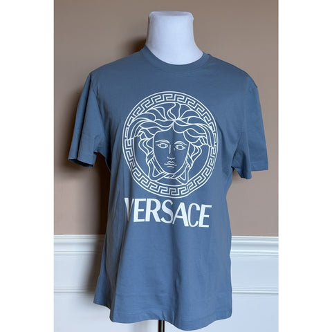 Versace Medusa Greca Logo T-Shirt Blue Men 2XL 1011861 1A16047 NWT