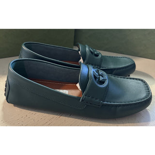 Gucci Men Leather GG Driver Loafers Shoes Green 8.5 US/7.5 UK 730148 New