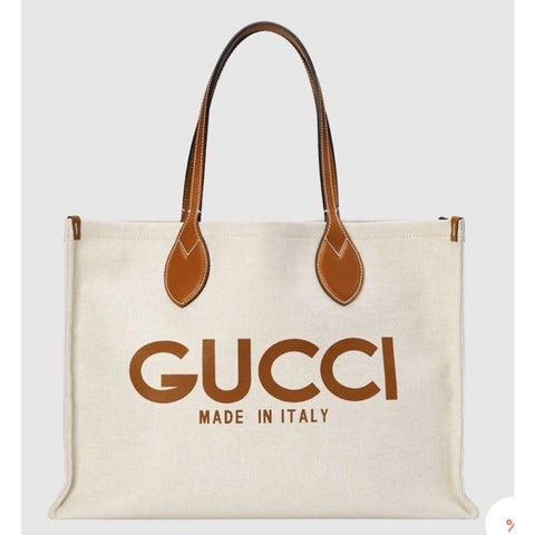 Gucci Lido Large Reversible Canvas Tote Bag Beige/Brown GG Supreme 772176 IT NWT