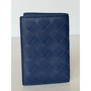 Bottega Veneta Intrecciato Leather Cassette Flap Card Case Blue 749417 NWT $520