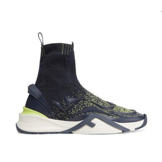 NIB $1190 Fendi Men Contrast Knit High Top Sneakers Shoes Navy/Green 11 US/10 UK