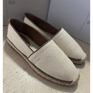 NIB Brunello Cucinelli Men Raffia Espadrille Loafers Shoes Off White 9 US/42 EU