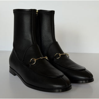 Gucci Women's Leather Horsebit Black Ankle Boots 9 US (39 Euro) IT 831013 NIB